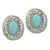 Western Oval Stone Concho Statement Earrings – Silver/Turquoise · JE1278RHTQ_SJ 1
