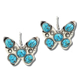 Western Butterfly Stone Earrings – Silver Burnished/Turquoise · JE3839-SBTQS_JOL 1