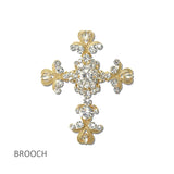 114686, ORNATE RHINESTONE CROSS BROOCH