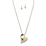 Pearl Cluster Heart Pendant Necklace Set – Gold · YNE5663G_AJ 20