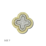 K2323-7 20 · 14K Gold Plated Clover CZ Statement Ring – 7
