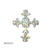 114686, ORNATE RHINESTONE CROSS BROOCH