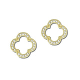 14K Gold Plated CZ Pave Clover Open Stud Earrings – Gold/Clear · 2299EMG-P_MX 21