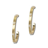 EW3543GD_WT 21 · Pearl Station Metal Hoop Earrings – Gold