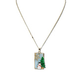 Christmas Snowman And Tree Enamel Pendant Necklace – Gold/Multi · AN5699-GMT_MO 21