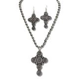 Western Concho Cross Pendant Necklace Set – Silver Burnished · JS0173-SB_JOL 21