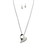 Pearl Cluster Heart Pendant Necklace Set – Silver · YNE5663S_AJ 21