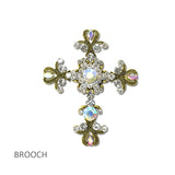 114686, ORNATE RHINESTONE CROSS BROOCH