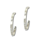 EW3543SV_WT 22 · Pearl Station Metal Hoop Earrings – Silver