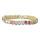 CB2393PMLT_MUS 23 · Faceted Rhinestone Stretch Bangle – Gold/Pink Multi
