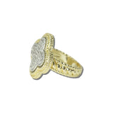 K2323-7 23 · 14K Gold Plated Clover CZ Statement Ring – 7