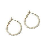 AE9313-GPL_MO 24 · Pearl Beaded Hoop Earrings – Gold/Cream