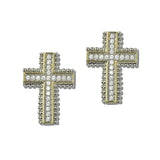 2170E_MX 24 · Pave CZ Cross Earrings – Two Tone/Clear