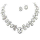 108496, OVAL ROUND ACCENT CRYSTAL RHINESTONE NECKLACE SET