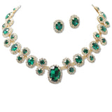 108496, OVAL ROUND ACCENT CRYSTAL RHINESTONE NECKLACE SET