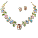 108496, OVAL ROUND ACCENT CRYSTAL RHINESTONE NECKLACE SET