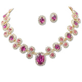 108496, OVAL ROUND ACCENT CRYSTAL RHINESTONE NECKLACE SET
