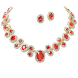 108496, OVAL ROUND ACCENT CRYSTAL RHINESTONE NECKLACE SET