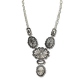 Western Oval Concho Statement Y Necklace – Silver Burnished · JN2105-SB_JOL 25