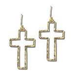 TFE00080GD_BE 25 · Hammered Open Cross Drop Earrings – Gold Dipped
