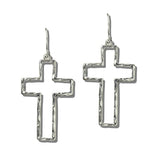 TFE00080RH_BE 26 · Hammered Open Cross Drop Earrings – Rhodium