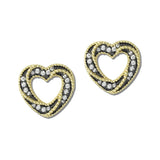 2182EGH_MX 26 · Two-Tone Open Heart Stud Earrings – Mat Gold/Hematite
