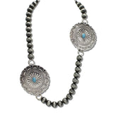 Western Bold Concho Medallion Navajo Bead Necklace – Silver Burnished · JN2126-SB_JOL 26