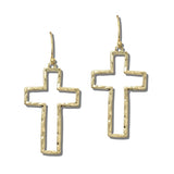 TFE00080WG_BE 27 · Hammered Open Cross Drop Earrings – White Gold