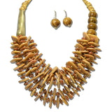 AK686BN_AJ 29 · Worn Gold Turquoise Stick Bead Necklace Set – Worn Gold/Brown