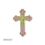 114706, SORORITY PAVE CRYSTAL CROSS BROOCH PIN