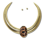 Faceted Leopard Print Oval Choker Necklace – Gold/Leopard · NK10132LEO_TP 2