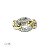 14K Gold Plated Two Tone Pave Chain Link Ring – 8 · K2367-8_MX 2
