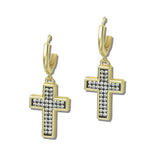 2181EGH_MX 30 · Two Tone Pave Cross Drop Earrings – Mat Gold/Hematite