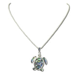 AN5402-SAV_MO 30 · Sea Turtle Pendant Necklace – Silver/Abalone