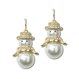 ME5850-GD_CRT 31 · Pearl Snowman Christmas Drop Earrings – Gold