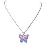 AN5695-SPU_MO 31 · Enamel Butterfly Pendant Necklace – Silver/Purple