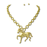 Water Resistant Horse Charm Rolo Chain Necklace – 24K Gold Tone · NK10270VG24K_TP 32