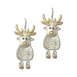 ME5865-WGWS_CRT 33 · Two Tone Reindeer Drop Earrings – Worn Gold/Worn Silver