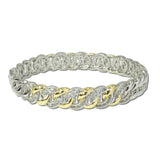 2154B_MX 35 · 14K Gold Plated Two Tone CZ Pave Bangle Bracelet – Two Tone/Clear
