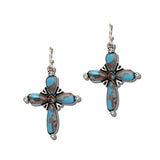 Western Stone Cross Drop Earrings – Silver Burnished/Multi · AE9478-SBMT_MO 35