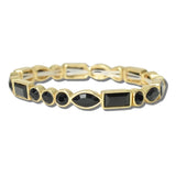 CB2392GBLK_MUS 36 · Mixed Cut Rhinestone Stretch Bangle – Gold/Black