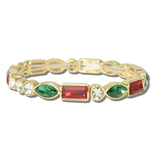 CB2392RGC_MUS 38 · Mixed Cut Rhinestone Stretch Bangle – Gold/Christmas Color
