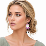 ME5860-GD_CRT 38 · Enamel Santa Rhinestone Drop Earrings – Gold/Fuchsia