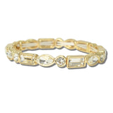 CB2392GCRY_MUS 39 · Mixed Cut Rhinestone Stretch Bangle – Gold/Clear