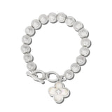 BB04225-SMP_MO 39 · Mother Of Charm Beaded Stretch Bracelet – Silver/MOP