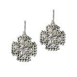 AE9392-AS_MO 3 · Ornate Filigree Cross Drop Earrings – Antique Silver