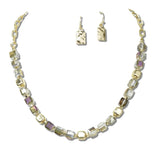NE8695PU_JM 3 · Glass Cube Bead Necklace Set – Purple