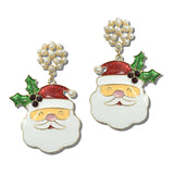 Water Resistant Pearl Cluster Santa Drop Earrings – Gold/Multi · ER10415SNTA_TP 3