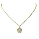 2178GH_MX 40 · 14K Gold Plated Pave Cross Cutout Disc Pendant Necklace – Mat Gold/Hematite