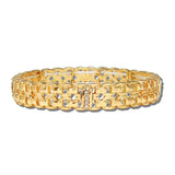 BB04455-GCR_MO 40 · Woven Link Rhinestone Bar Stretch Bracelet – Gold/Clear